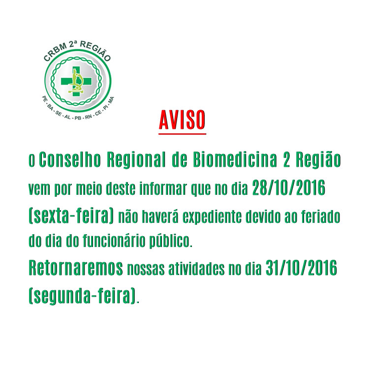 Aviso de Recesso em 28/10/2016