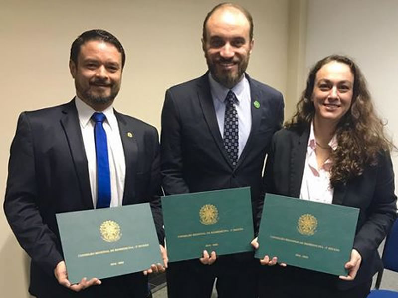 Comissão de Imagenologia, da esquerda pra direita: Dr Luis Roberto Mota Lopes, Dr Carlos Danilo Cardoso Matos Silva e Dra Regina Paula Soares Diego