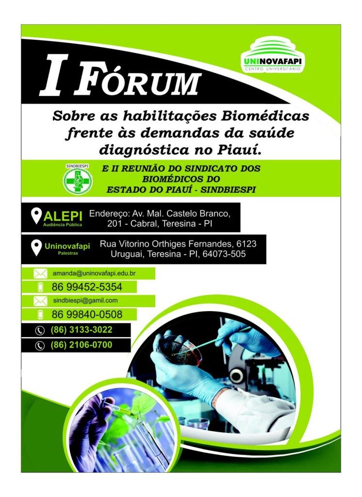 I Fórum Sobre as habilitações Biomédicas frente às demandas da saúde diagnóstica no Piauí