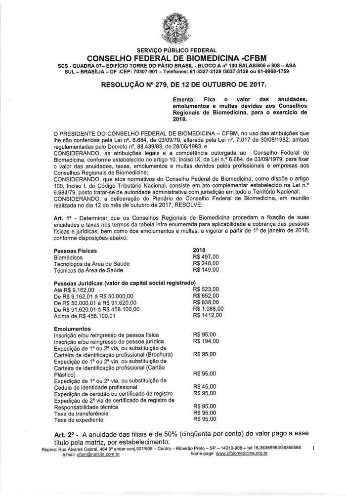 Resolução nº 279, de 12 de outubro de 2017 – Página 1