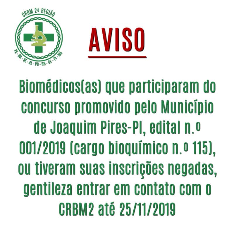 Aviso Importante sobre concurso promovido pelo Município de Joaquim Pires-PI