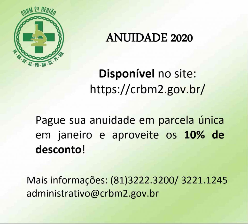 Boletos da anuidade 2020 já disponíveis