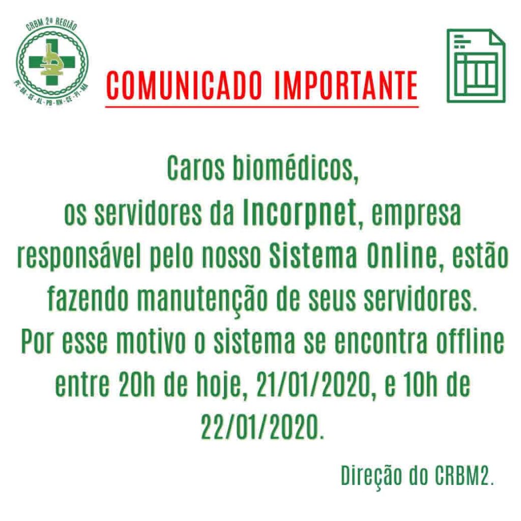 Serviços Online em Manutenção