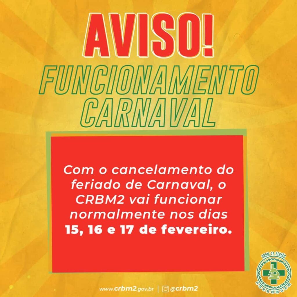 CRBM2 funciona normalmente no período carnavalesco de 2021