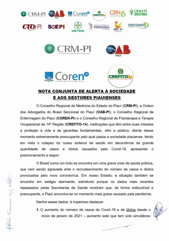 Com avanço da Covid-19 no Piauí, CRBM2 pede reforço nas medidas restritivas e de adoção no estado