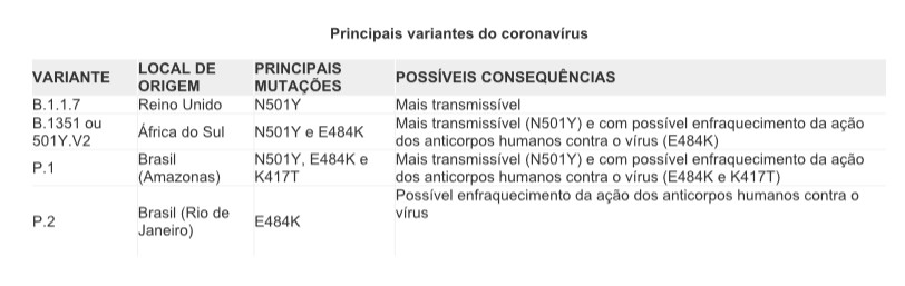 as principais variantes que vêm causando preocupações em cientistas do mundo inteiro