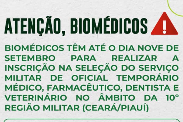 Após ação do CFBM, biomédicos são incluídos em Seleção de Oficial da 10º Região Militar