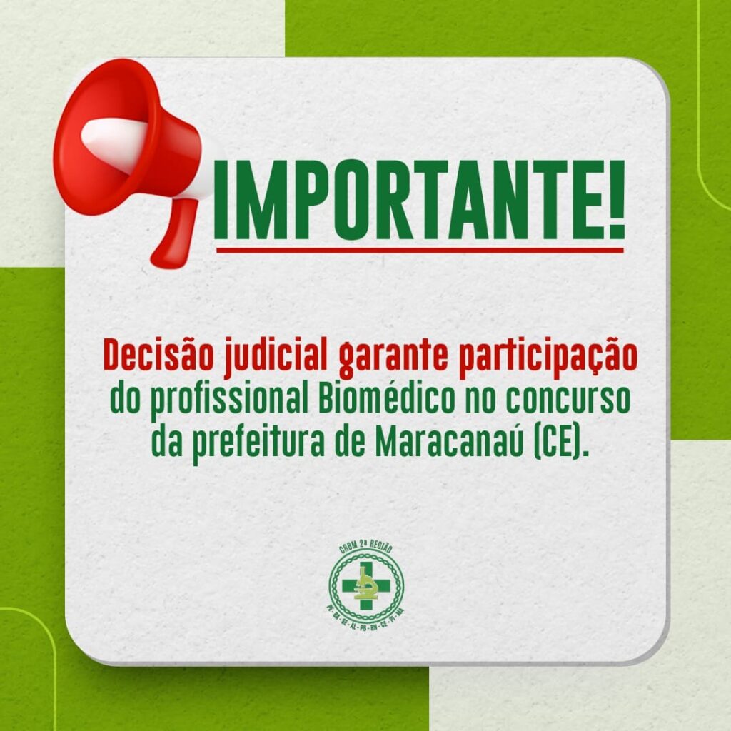 Justiça garante participação dos biomédicos no concurso da Prefeitura de Maracanaú (CE)