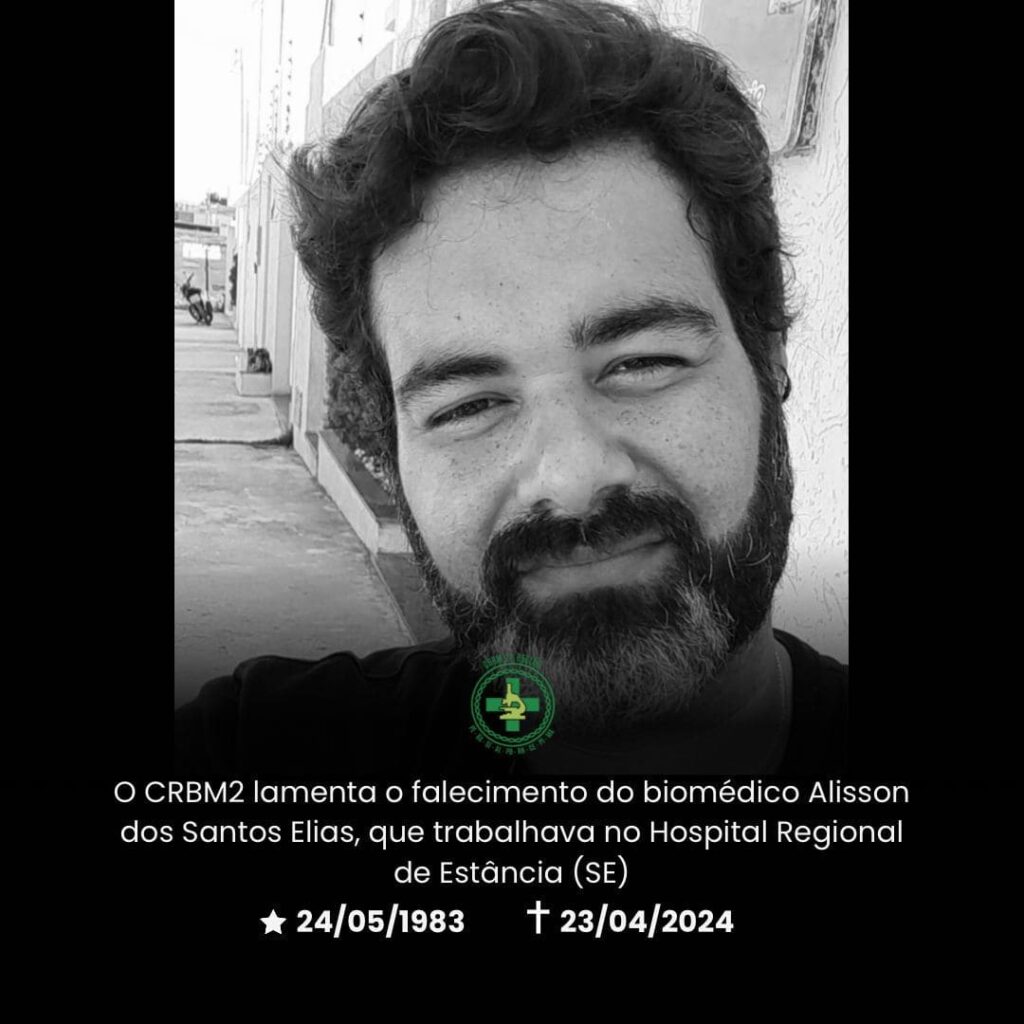 CRBM2 lamenta morte do biomédico Alisson dos Santos Elias, de Sergipe